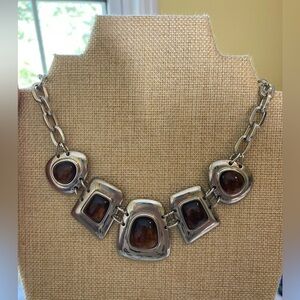 Kiam Family Faux Tigers‎ Eye Bib Statement Necklace